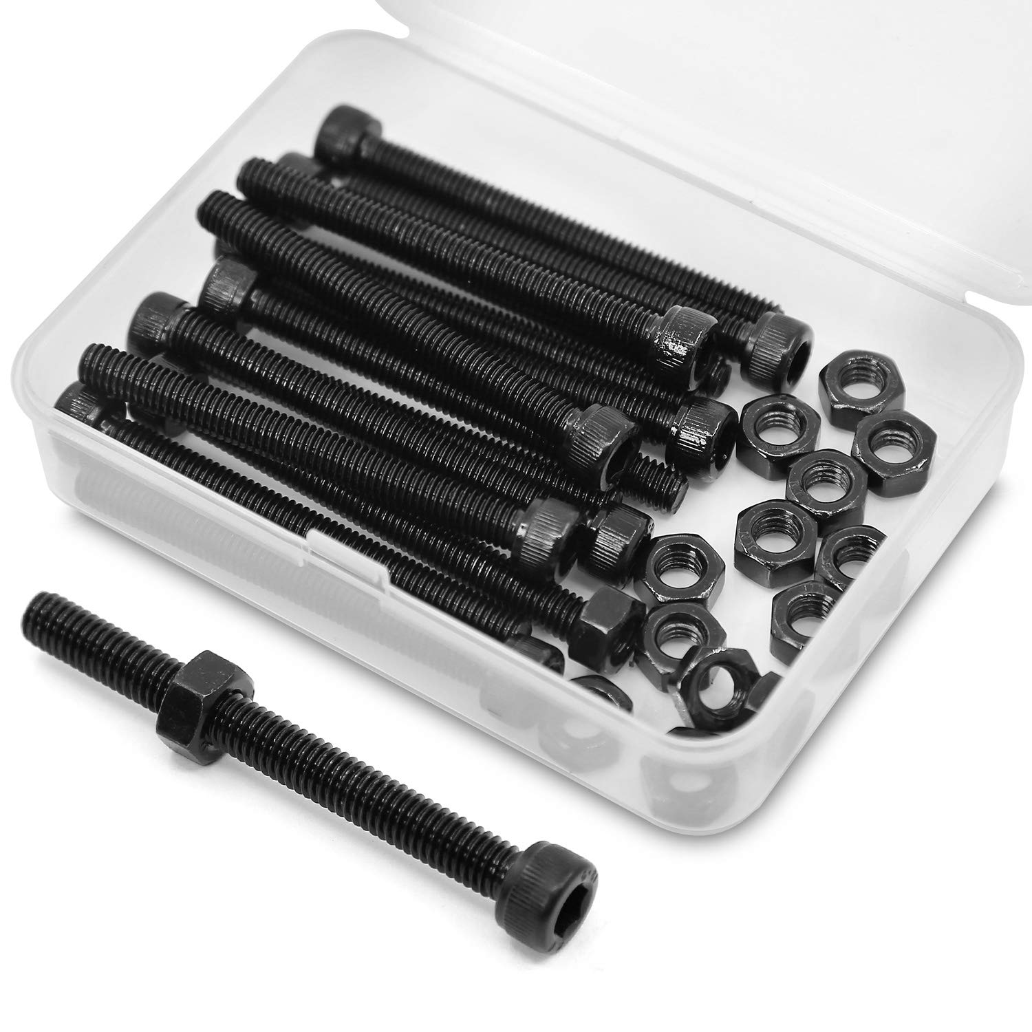 M6-1.0 x 70mm 15PCS Socket Head Cap Screws Bolts and Nuts Set 12.9 Grade Alloy Steel Allen Socket Drive