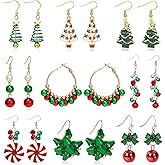 Christmas Earrings for Women Holiday Gift Stocking Stuffers Christmas Dress for Women Snowflake Santa Candy Cane Earrings Bulk Cute Xmas Party Jewelry Gifts