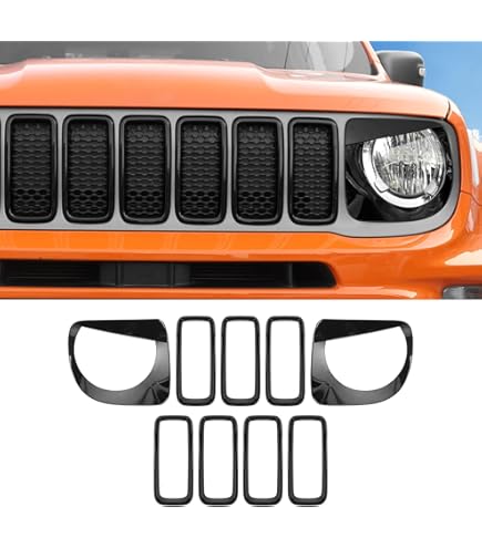 Kit De 7 Insertos De Parrilla Para Jeep Renegade (2019-2024) - Cubierta Decorativa Frontal De Malla - Fácil Instalación Con Adhesivo 3M