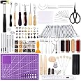 183Pcs Leather kit, Leather Working Tools Kit with Saddle Making Tools Set, Leather Rivets Kit, Prong Punch, Leather Hammer for Leather Working, Leather Making, Leather Craft DIY