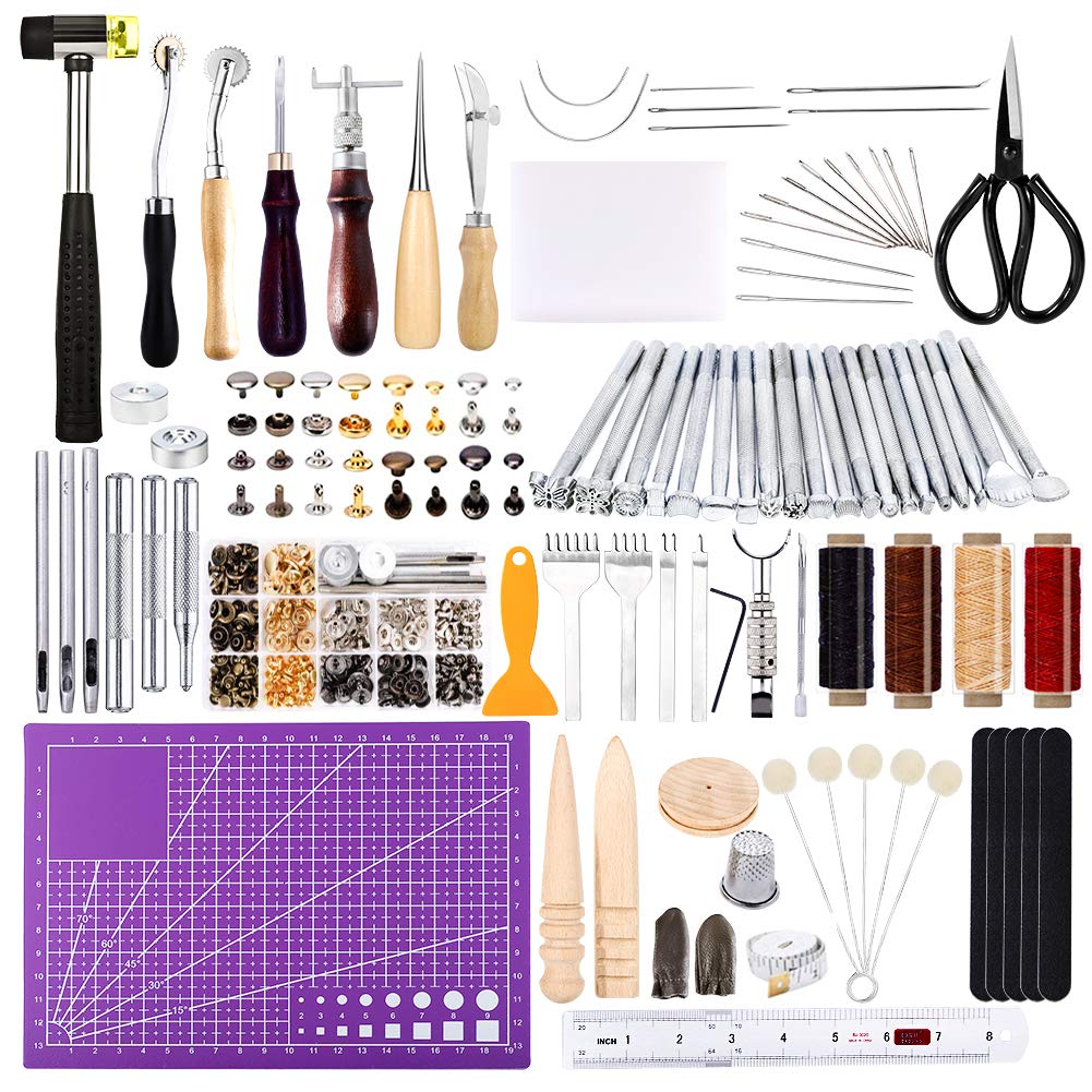 183Pcs Leather kit,Leathercraft Working Tool Kit with Saddle Making