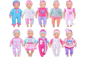 10 Sets Baby Doll Clothes and Accesories for 10 Inch Baby Dolls 12 Inch New Born Baby/Alive Baby Dolls 14 inch Dolls(No Doll