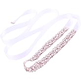 Jovbridsea Crystal Bridal Belt Pearl Sash Handmade Rhinestones Wedding Belt for Bride Dress