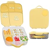 b.box Lunch Box for Big Eaters All Ages - 8.5 Cup Leak Proof Bento Box with 4 Compartments, School Lunch Container with Ice Pack, Dishwasher Safe, BPA-Free, PFAS-Free - Lemon Twist