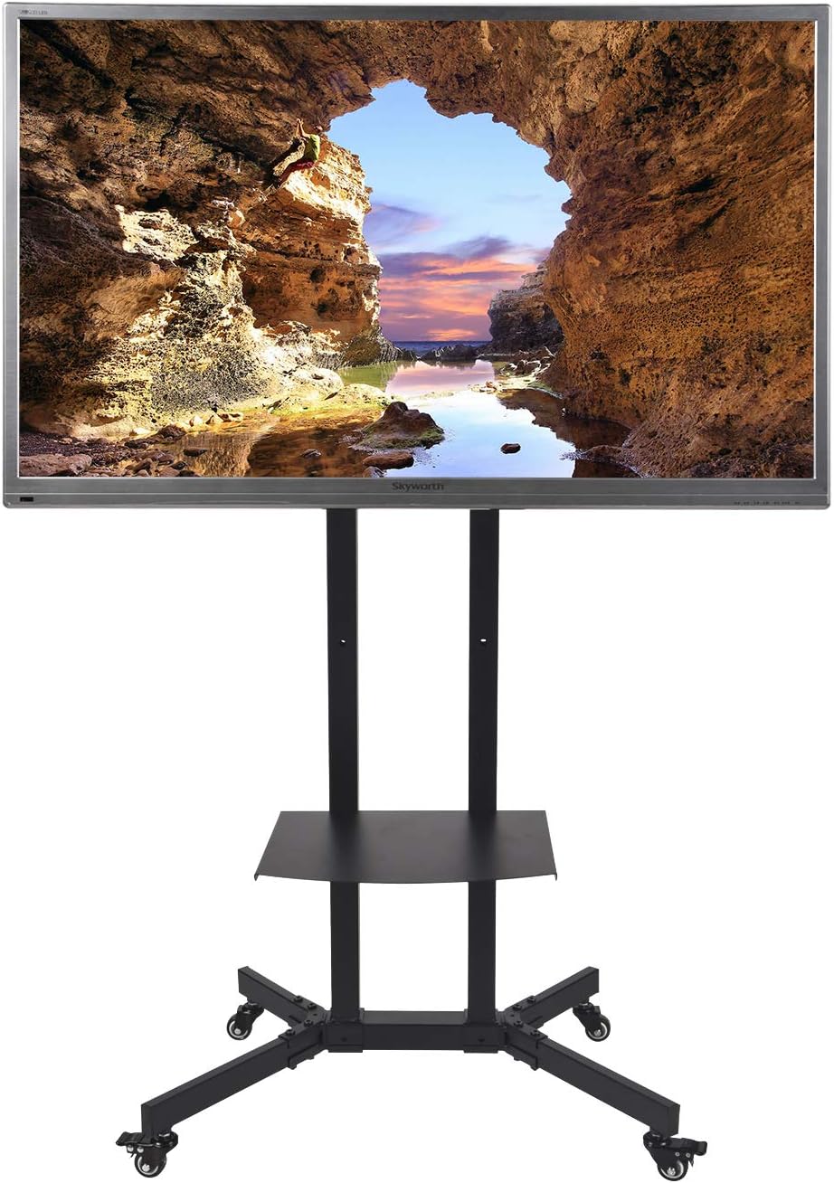 Mobile TV Stand TV Cart with Height Adjustable Shelf Rolling Casters and Flat Screen Mount for 32" to 65" LCD LED OLED Plasma Flat Panel Screens Curved TV with Max VESA Size 600x400mm : Office Products