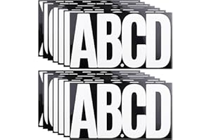 CMBBZZY 6 Inch Large White Letters Stickers, 76 Pieces Self Adhesive Alphabet Sticker for Mailbox,Door,Truck and Outdoor, Waterproof&Weatherproof Sticky Vinyl Letter Symbol Stickers,14 Sheets