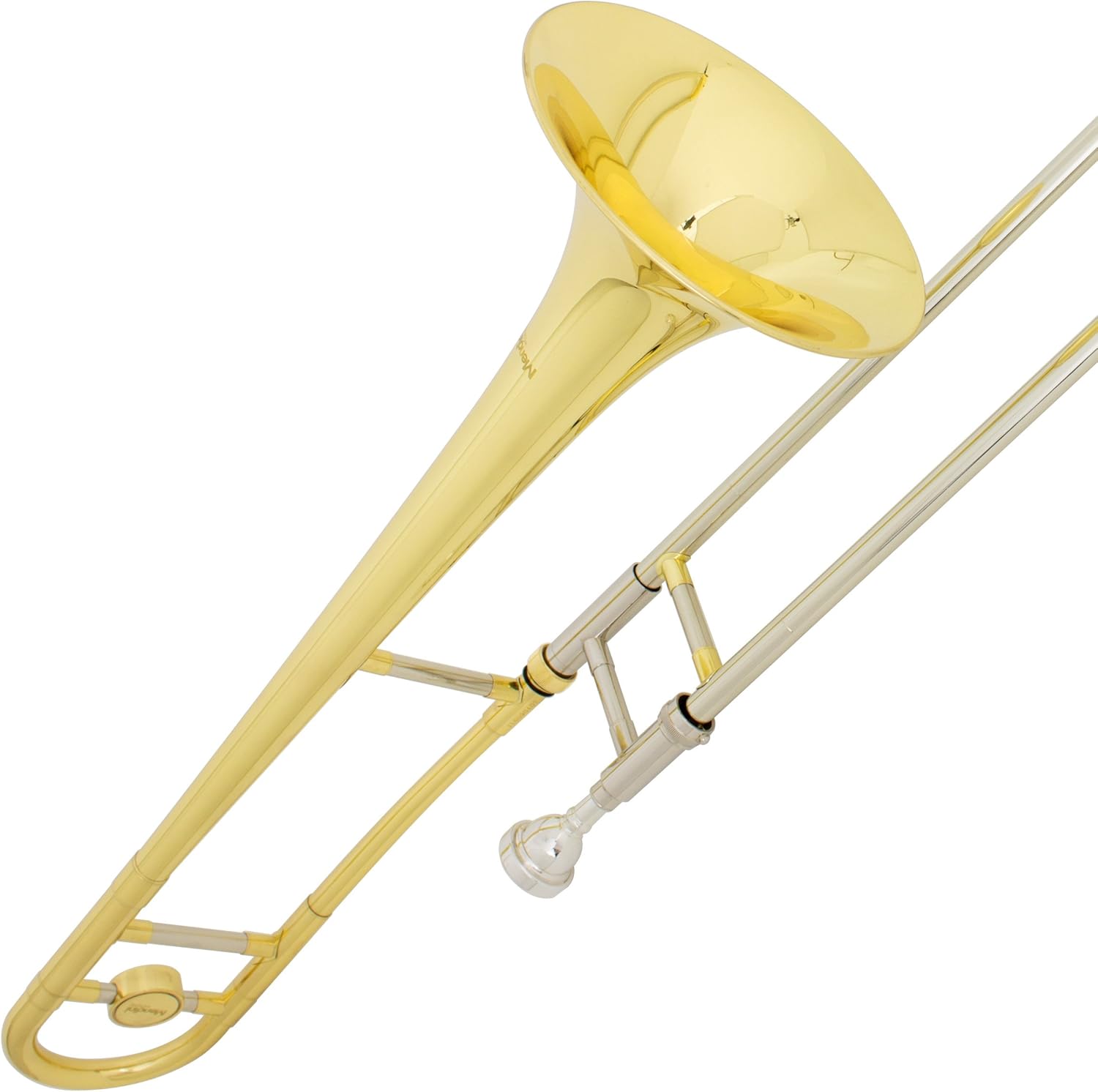 Mendini by Cecilio Bb Tenor Slide Trombone, Gold Lacquered, 1 Year Warranty, Tuner, Pocketbook and More, MTB-L: Musical Instruments