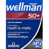 UK's Wellman 50+ Tablets | 30 Nutrients - Contributes to Reduce Tiredness &amp; Fatigue (Pack of 1)