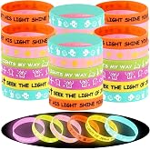 156pcs Christian Halloween Bracelets Glow in the Dark Party Favors Gifts | Religious Jesus Halloween Favors Silicone Wristbands for Halloween Goodie Bag Stuffer Sunday School Classroom Prizes Activity