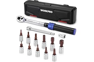 WORKPRO 1/4 Inch Drive Click Torque Wrench Set, 20~240 in-lb/2.3~27.1Nm Bike Torque Wrench Kit, 14pc Professional Torque Wren
