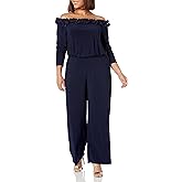 Adrianna Papell Womens Ruffled Blouson Jumpsuit