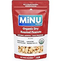 MiNU Organic Dry Roasted Peanuts Unsalted 16 oz (1 lb), #1 Keto Paleo Snack, MiNU Mindful Nutrition, Superfood, Protein, Vega