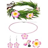 KorViSHOW Hawaiian Flower Crown Accessories Set, Tropical Floral Headband for Hawaii Party Lei Hula Outfits Accessory