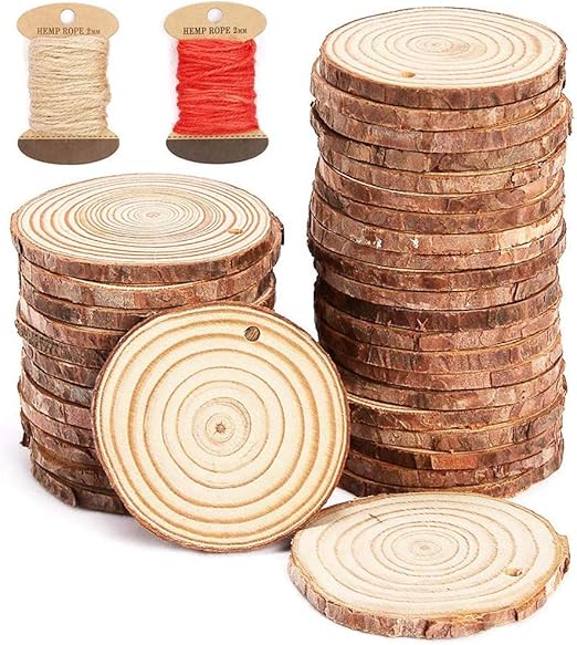 Natural Wood Slices Unfinished Wood Ornament for Crafts