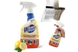 WETQUEEN All Purpose Cleaner Spray, Heavy Duty Kitchen Degreaser Foam Spray, Stubborn Stain Remover for Kitchen, Bathroom, Cooker, Countertops, Tiles, Dual-Spray Nozzle, Lemon Scent, 16.91 Fl Oz