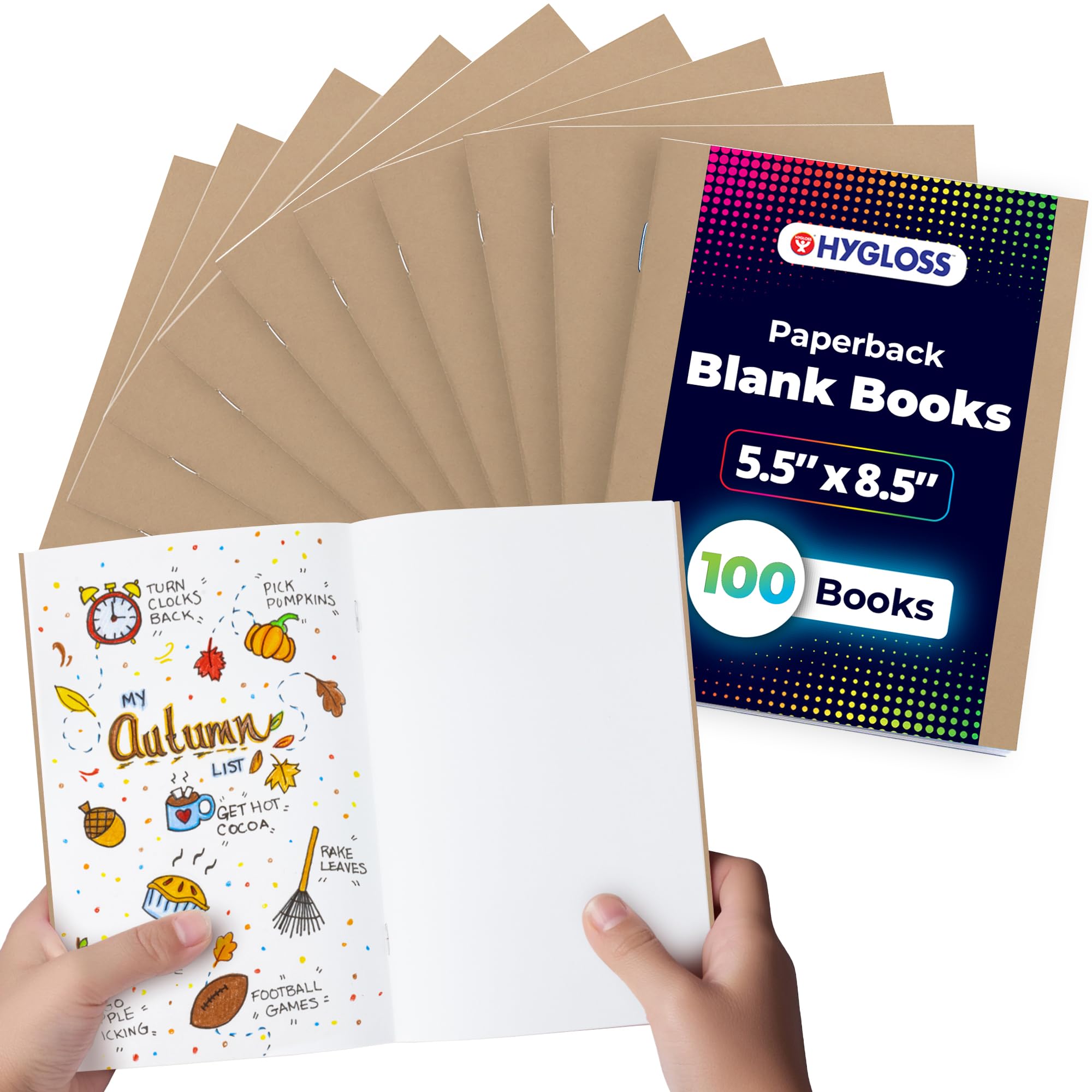 Hygloss Blank Books 5.5 x 8.5 Inches - 100 Pack – Kraft Color Paperback for Drawing & Writing – Empty Books for Journaling, Sketching or Arts & Craft Image Hygloss Blank Books 5.5 x 8.5 Inches - 100 Pack – Kraft Color Paperback for Drawing & Writing – Empty Books for Journaling, Sketching or Arts & Craft Image