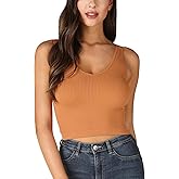 NIKIBIKI Women Seamless V-Neck Ribbed Crop Top, Made in U.S.A, One Size