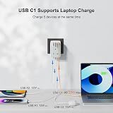 toomke UK to EU Adapter Plug 35W PD USB-C 4 Ports Type E/F Travel view 5