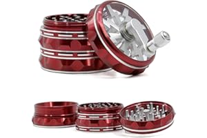 2.5" Spice Grinder, Aluminium Herb Grinder with Pollen Scraper and Transparent Lid, Practical Coffee Muller Hand Crank Tobacc