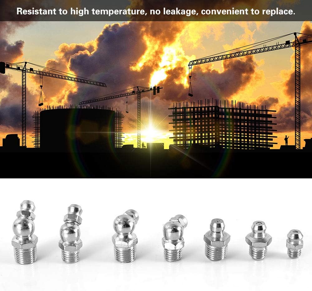 Grease Nipple Fitting Kit, 45 Pieces, M6/M8/M10 Iron Nickel Plated, Straight/90°/45° Zerk Fittings - Image 4