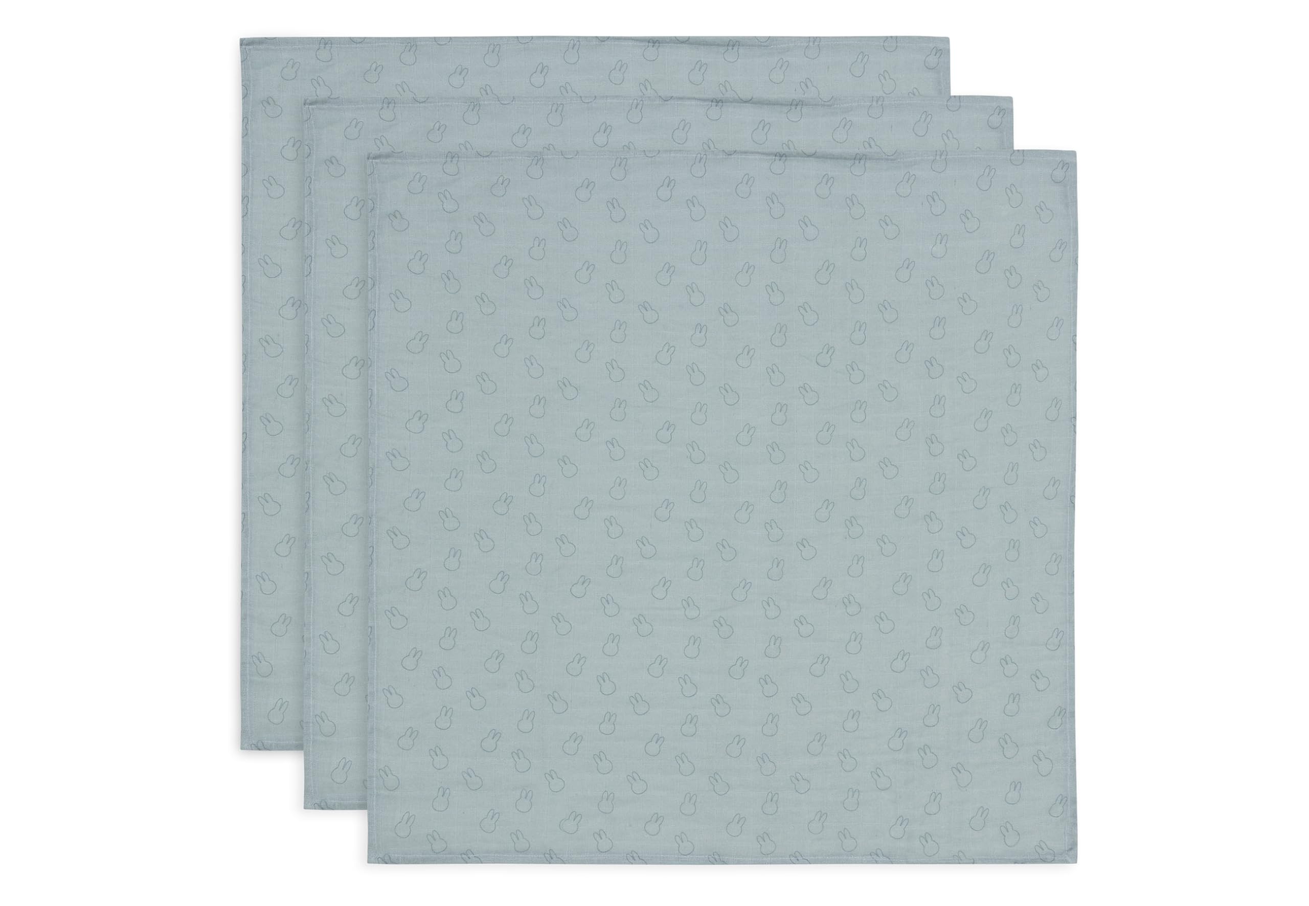 Jollein Baby Muslin Cloth - Miffy Silhouettes, Sea Green - Pack of 3-70 x 70 cm - 100% Cotton - Burp Cloths Baby - Oeko-Tex Certified