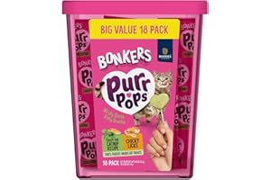 Bonkers Purrpops Freeze-Dried Cat Treats, Catnip and Chicken Flavors, 18 Count Value Pack