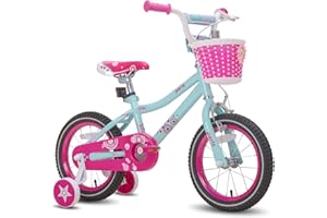 JOYSTAR Paris Girls Bike for Ages 3-8 Years Old, 14 16 18 Inch Kids Bike with Training Wheels, Basket and Handbrake, Multiple Colors