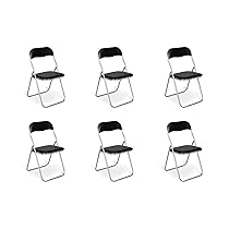 Dmora – Set di 6 sedie pieghevoli Marbella, Poltrona salvaspazio, Sedia per ospiti, Seduta per riunioni in simil ecopelle, 43x47h80 cm, Nero