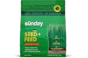 Sunday South Seed + Feed – Heat-Tolerant Grass Seed and Fertilizer for Southern Lawns - 9-0-2 NPK Mic - 10lbs
