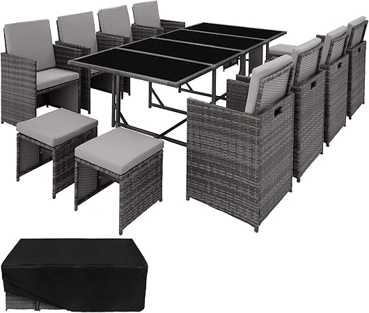 Tectake Ensemble Salon De Jardin En Resine Tressee Poly Rotin