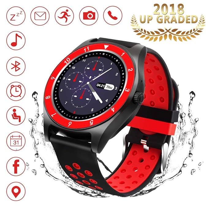 Bluetooth Smart Watch, Touch Screen Smart Wrist Watch with Camera Water-Resistant Fitness Tracker w/Pedometer Sports Smartwatch with SIM Card Slot ...