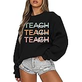 MOUSYA Teacher Sweatshirt Women Teach Compassion Kindness Confidence Shirts Casual Long Sleeve Pullover Tops
