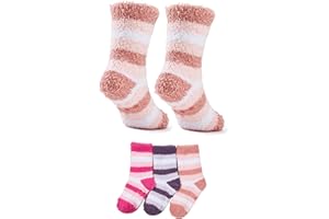 Zando 3 Pairs Kids Fuzzy Socks with Grips Non-Slip Girls Boys Slipper Socks Warm Cozy Fluffy Winter Toddler Crew Sock
