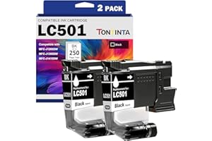 TONTINTA LC501 LC501BK Compatible Ink Cartridges Standard Capacity 250 Pages 2 Blacks for MFC-J1260W MFC-J1360DW MFC-J1410DW 