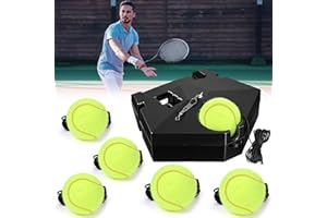 Simgoing Portable Tennis Trainer Practice Rebound with Metal Base Tennis Trainer Practice Equipment with 6 Highly Elastic String Balls for Adult Kids and Beginners