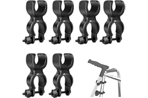 Wheelchair Accessories – 6 Cane Holders, Plastic, Adjustable for 2.5-3.1 cm Wheelchair Tubes, 360° Rotating, Easy Installatio