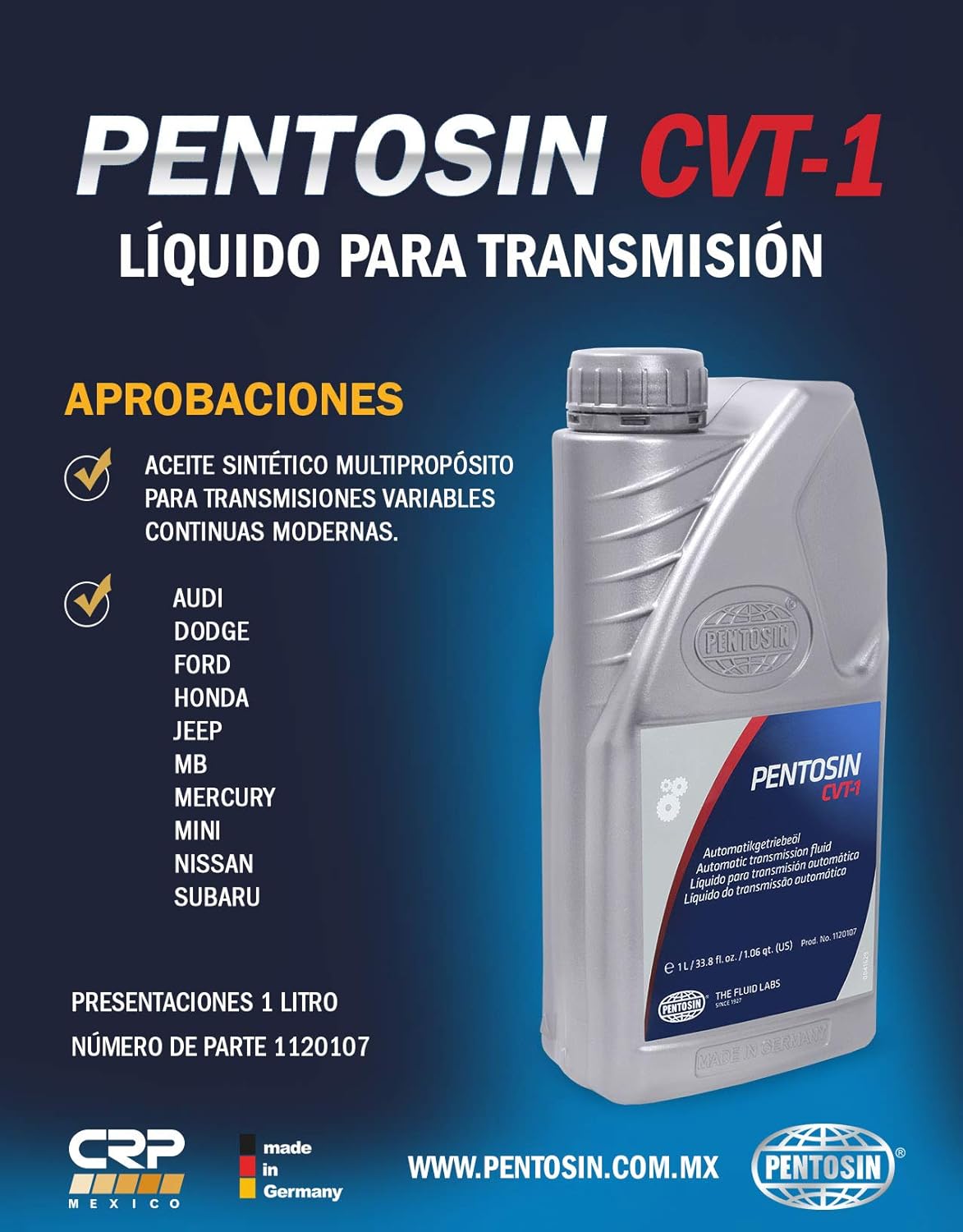 Amazon Com Pentosin Cvt 1 Transmission Fluid 1 L Automotive