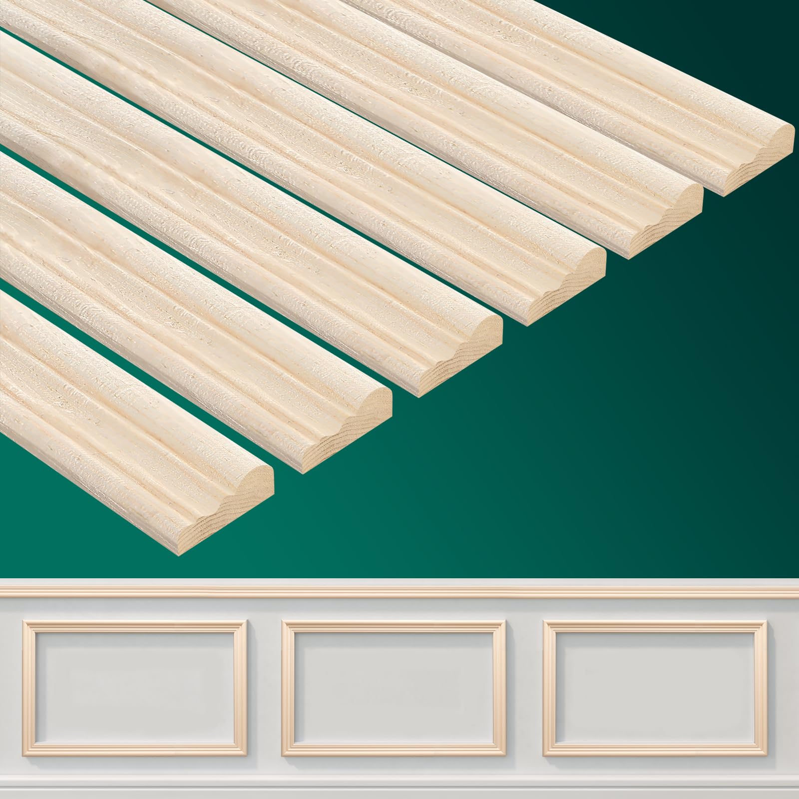 Photo 1 of Cinnvoice 12 Pcs Wall Molding Trim, Split Wood Slats Mouldings Unfinished Fluted Wooden Panel Wood Trim Molding Decorative for DIY Door, Wall, Table, Cabinet (15.8×0.9×0.3 Inch)