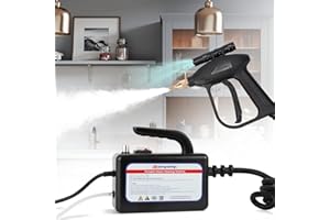 Moongiantgo 1700W High Pressure Steam Cleaner Handheld Portable Tankless Steam Cleaning Machine for Car Detailing Commercial Home Use Kitchen Bathroom Grout Tile (Black, 110V)