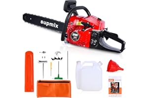 Supmix Gas Chainsaw,60 CC Gas Chainsaw Handheld Cordless Petrol Chainsaws,2 Cycle Gasoline Engine Professional Powered Chains