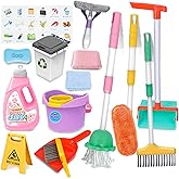 Detachable Kids Cleaning Toy Set - Broom, Mop, Dustpan, Brush, Rag Play, Housekeeping Kit, STEM Really Clean Toys Educational