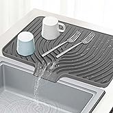 GUUKIN Dish Drying Mat, 17.7" x 11.8 " Drying Matt Kitchen Counter, Dish Drying Rack Mat, Easy Clean Pad for Countertop Protection, Multi-Functional Use (Grey)