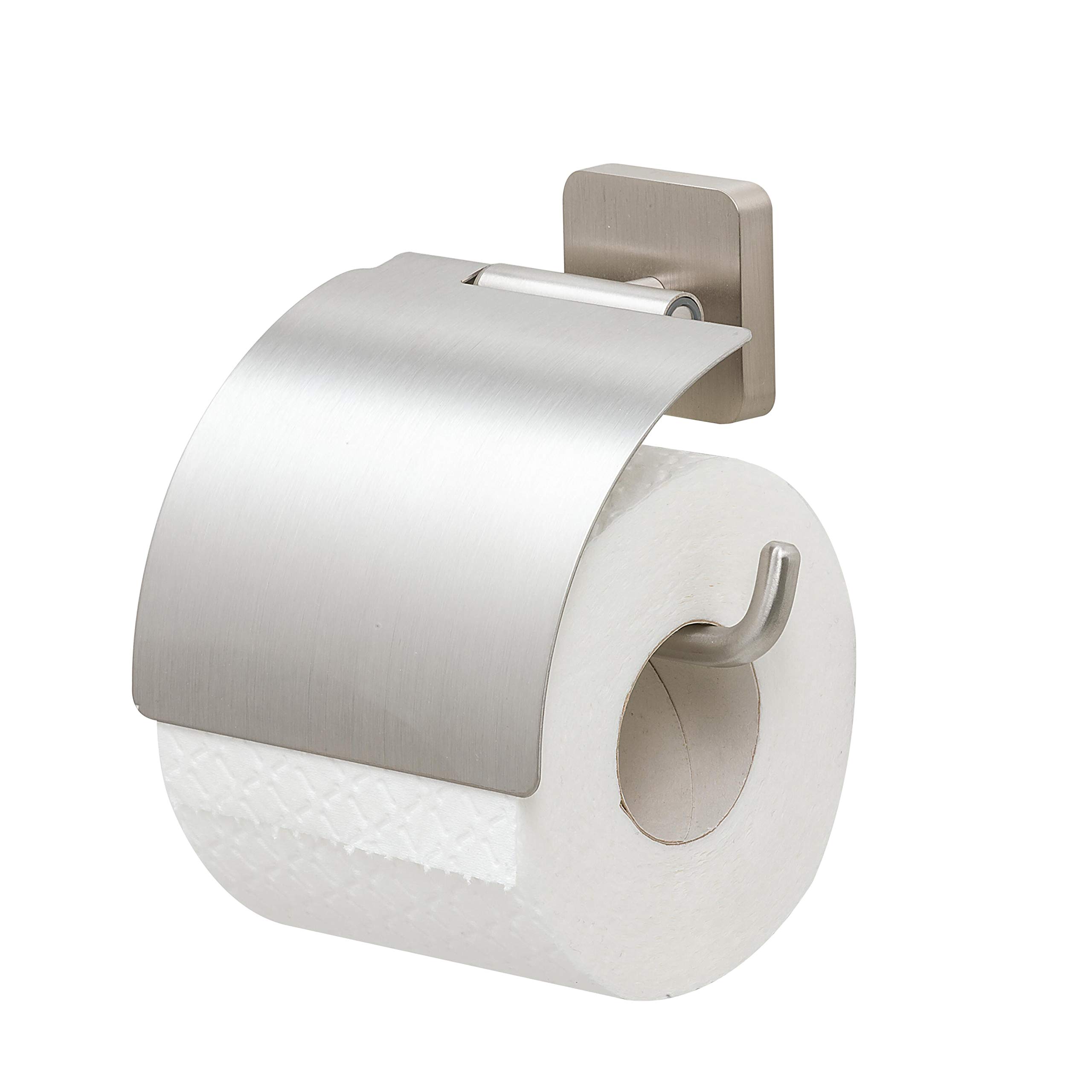 Tiger Onu Toilet Roll Holder with Cover, Stainless Steel Brushed, 13 x 12.6 x 4.2 cm