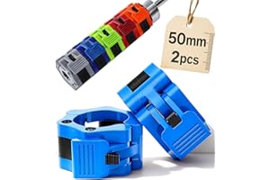 OVTSPO Barbell Clips 50mm Olympic Barbell Clamps 2-Inch Quick-Release Barbell Collars Pair, Heavy-Duty ABS + Aluminum with An