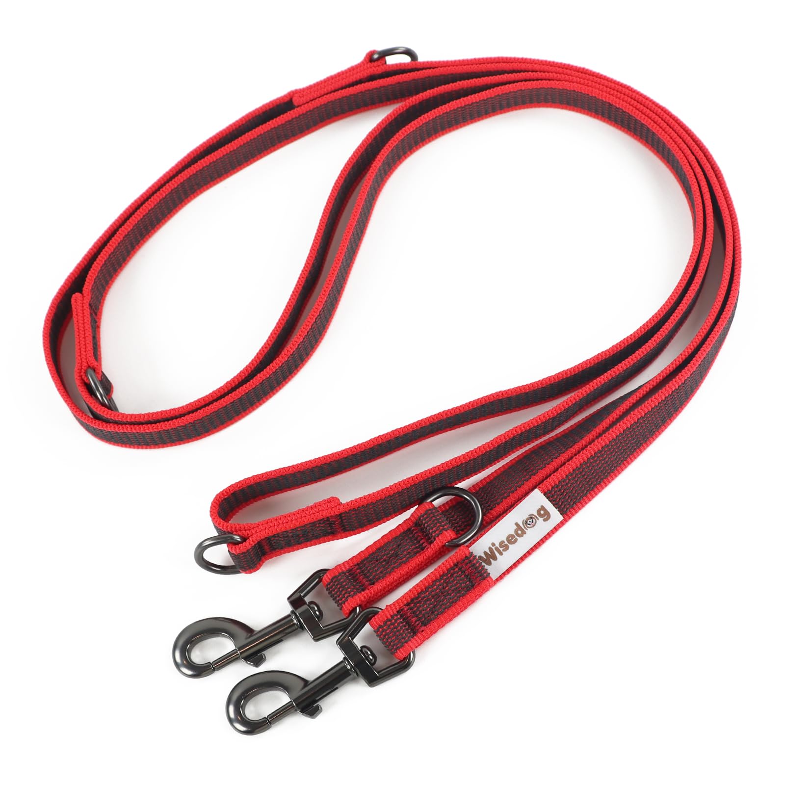 Wisedog 3m Red Double-Ended Rubberised Dog Lead Lightweight Non-Slip Hands Free Lead for Dog for Walking Running Camping — image 1