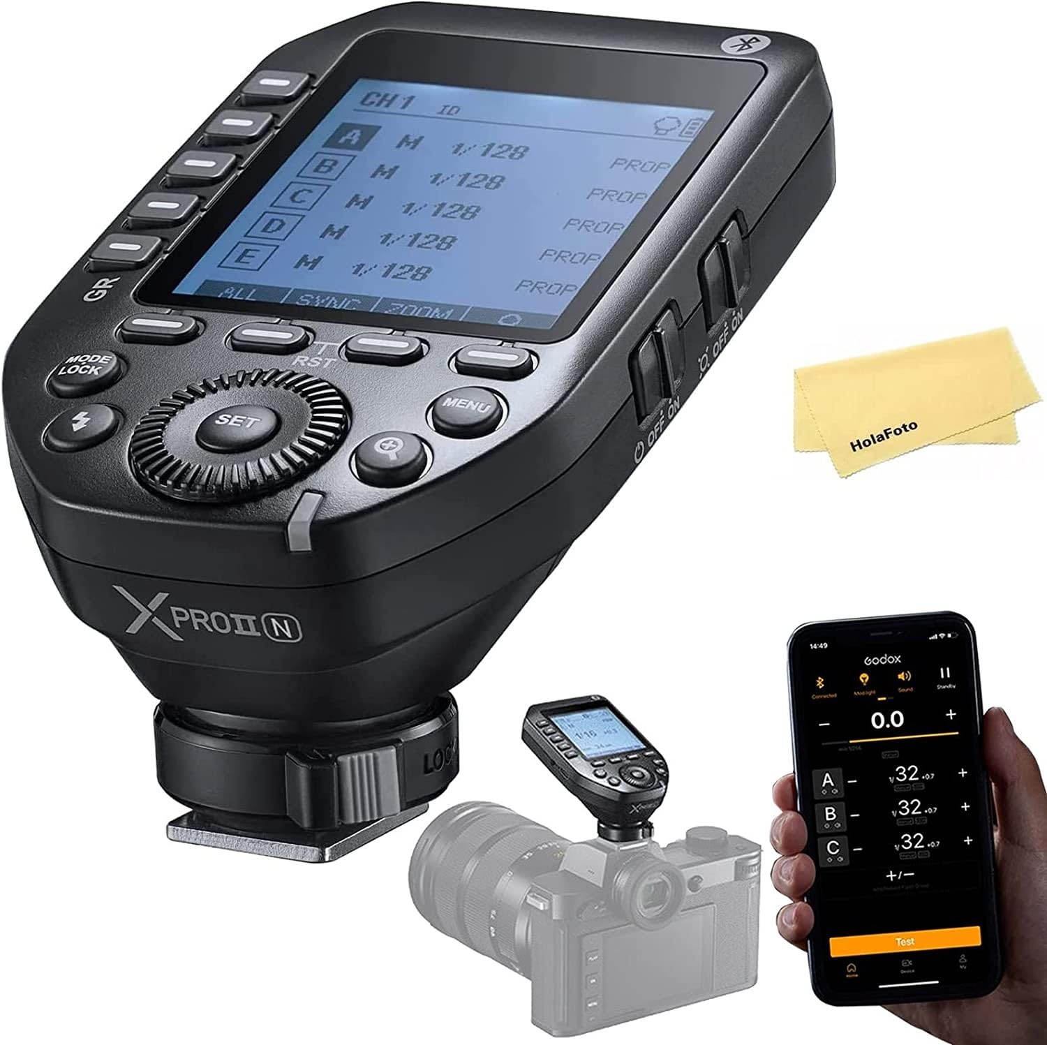 GODOX XProII-N TTL Wireless Flash Trigger for Nikon Cameras,2.4G 1/8000s HSS,Built-in Bluetooth for Smartphone APP Control,TTL Convert-Manual TCM Function,Quick Release Lock Hotshoe,Large LCD Screen