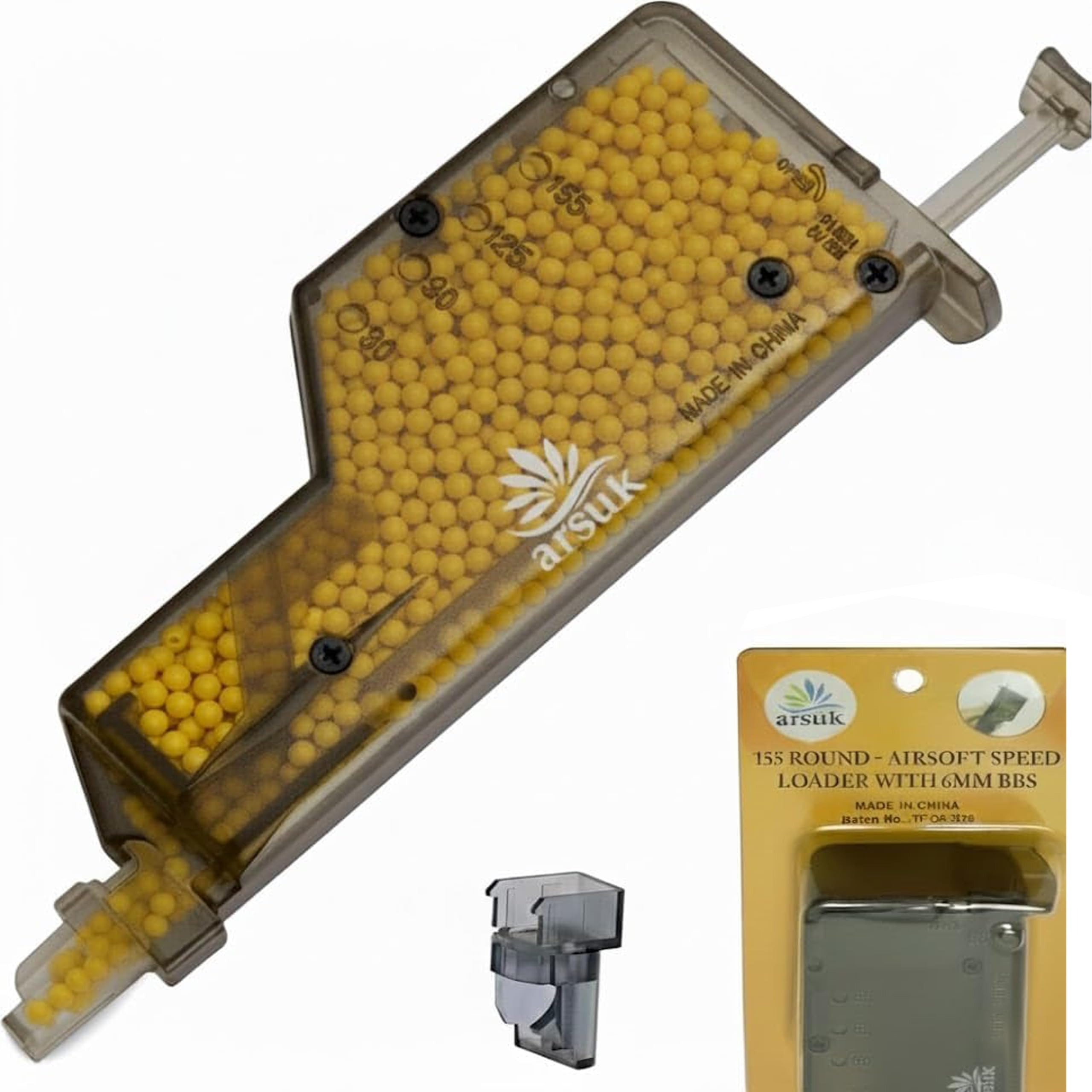 ARSUK 155 Round 6mm Airsoft BB Magazine Loader – Mid-Capacity Speed Reload Tool with Adapter – Portable BB Refill Accessory for 6mm Airsoft Magazines