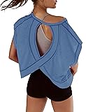 Kumufenc Womens Oversized Tshirts Open Back Batwing