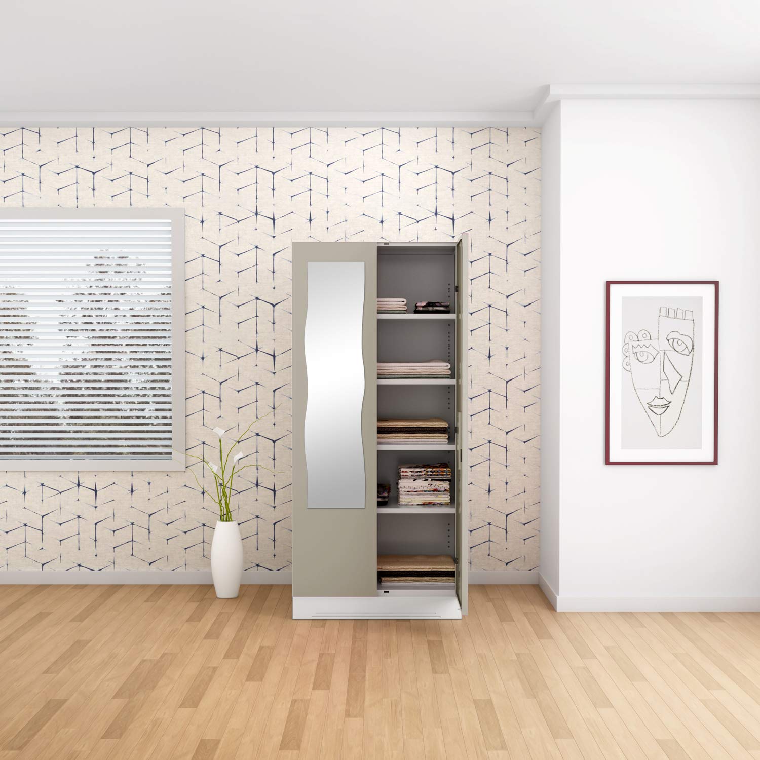 Godrej Interio Slimline 2 Door Steel Almirah Mirror In Royal