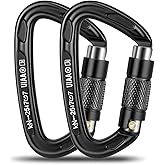 T-Fly Auto Locking Climbing Carabiner Clips 25KN (5620 lbs), Heavy Duty Carabiners for Rock/Ice Climbing, Rappelling, Rescue, Hammocks 3.9" Large Size (2pack)